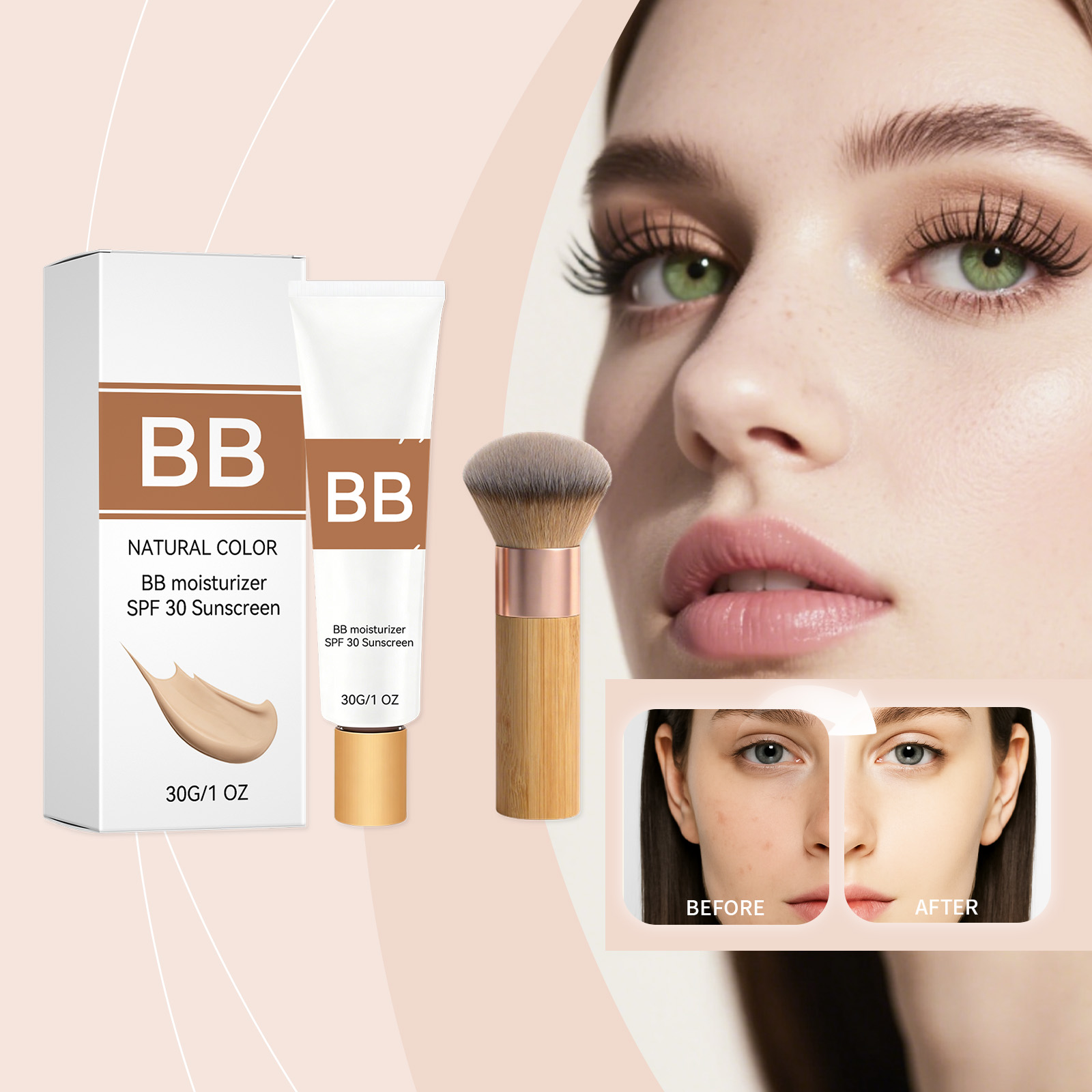 Makeup Beauty Ro - SPF 30 Getönte Feuchtigkeitscreme BB Cream