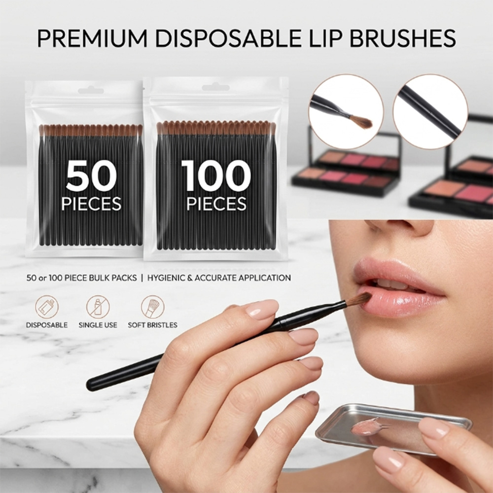Makeup Beauty Ro - 50/100 Stück Einweg-Lippenpinsel-Set Lippenstift-Gloss-Applikatoren Make-up-Pinsel Professionelles
